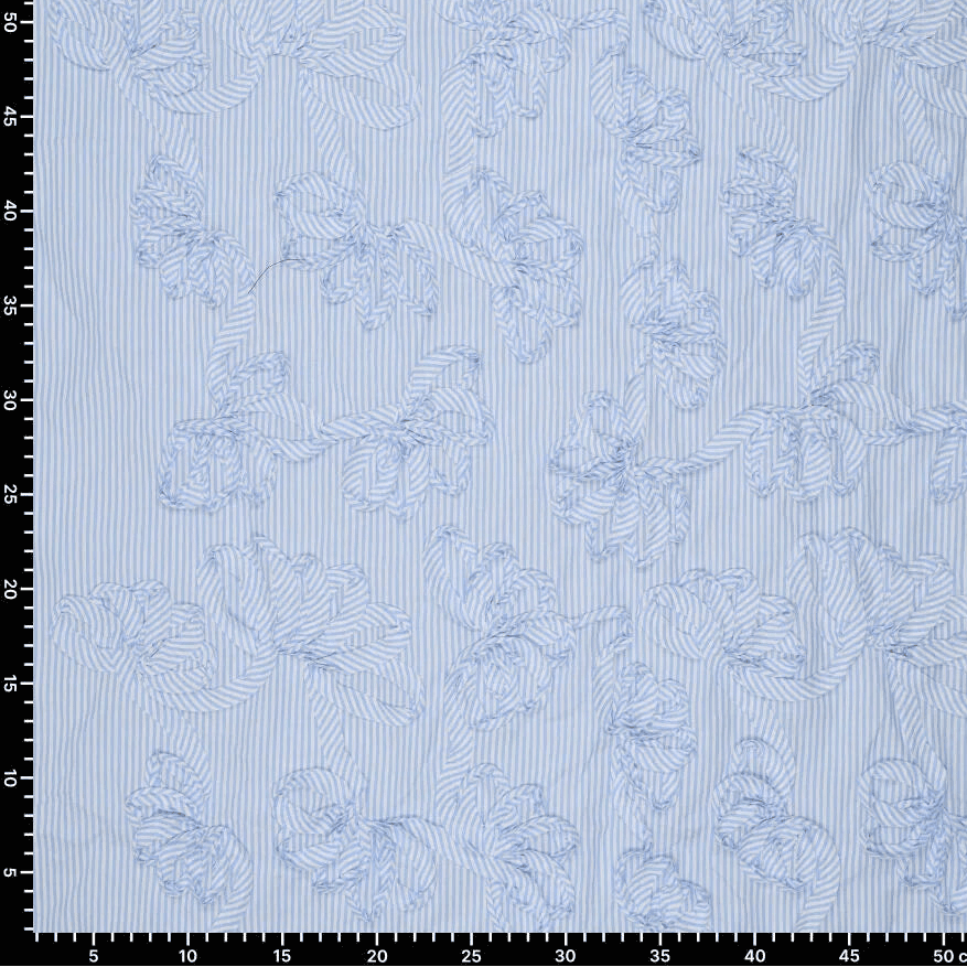Image of embroidered cotton fabric with a pattern - blue lines 140 g/m² – available at Šarlotes audumi