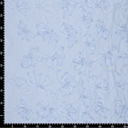 Image of embroidered cotton fabric with a pattern - blue lines 140 g/m² – available at Šarlotes audumi