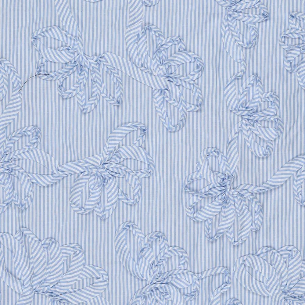 Image of embroidered cotton fabric with pattern - blue lines 140 g/m² – available at Šarlotes audumi