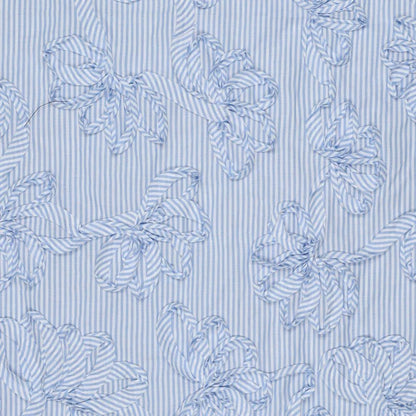 Image of embroidered cotton fabric with pattern - blue lines 140 g/m² – available at Šarlotes audumi