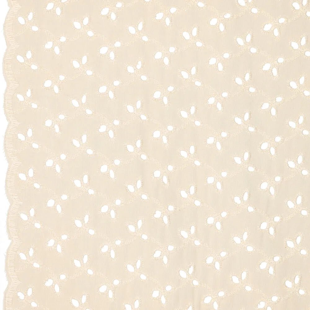 Embroidered cotton fabric - embroidery on beige 115g/m²