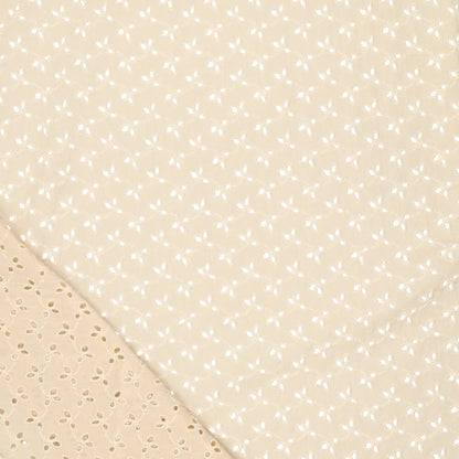 Embroidered cotton fabric - embroidery on beige 115g/m²