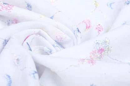 Embroidered cotton fabric - colorful embroidery 110 g/m²