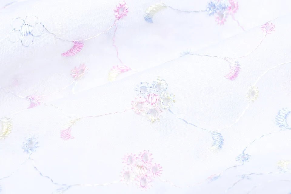 Embroidered cotton fabric - colorful embroidery 110 g/m²