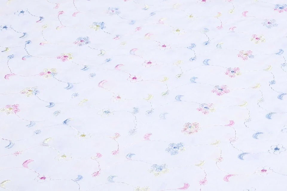 Embroidered cotton fabric - colorful embroidery 110 g/m²