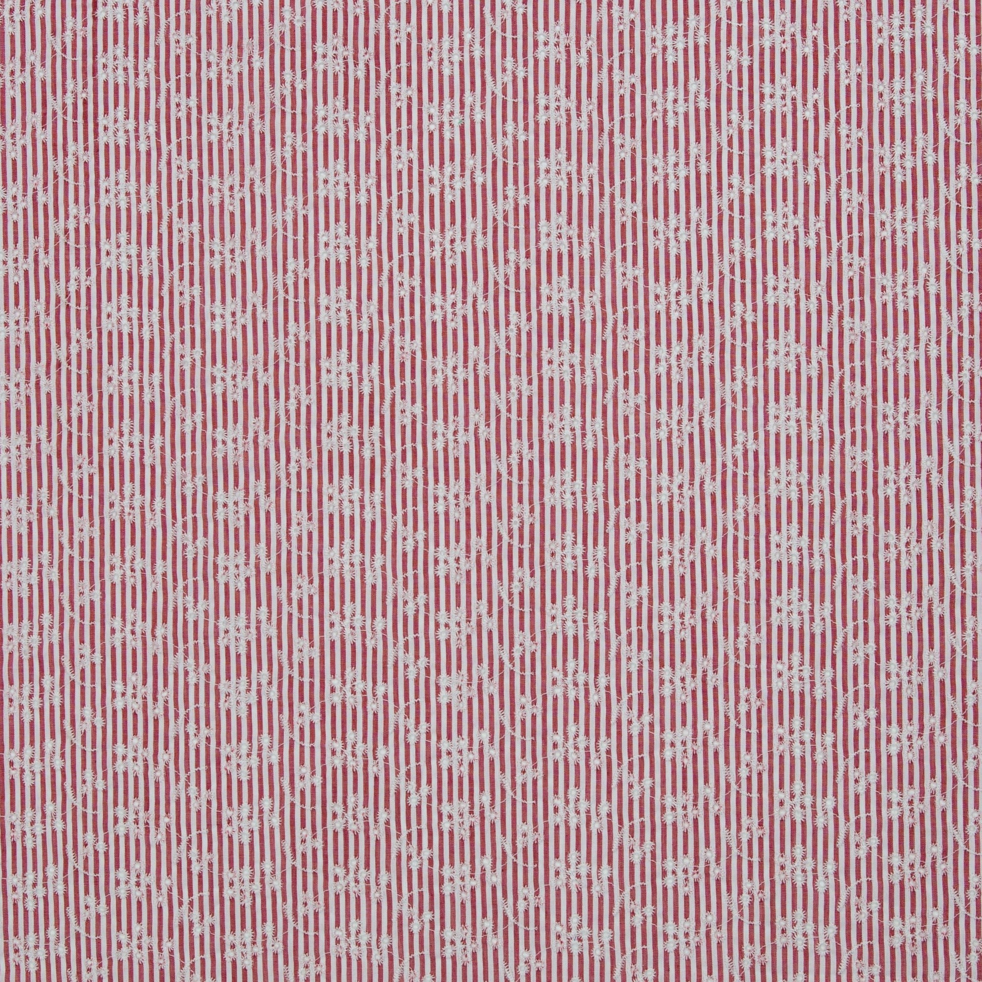 Image with Embroidered cotton fabric - floral motif with lines 120 g/m² – available at Charlotte's Fabrics