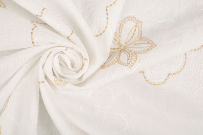 Embroidered cotton fabric - flowers 110 g/m²