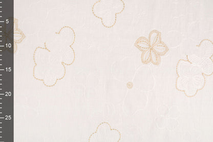 Embroidered cotton fabric - flowers 110 g/m²