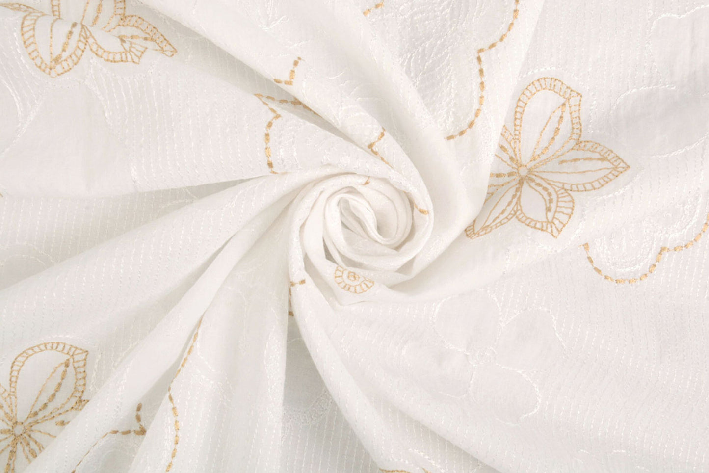 Embroidered cotton fabric - flowers 110 g/m²