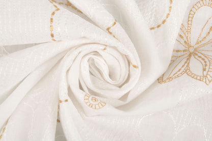 Embroidered cotton fabric - flowers 110 g/m²
