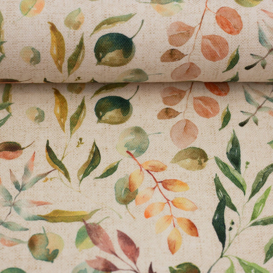 Image with canvas fabric - colorful leaves 200 g/m² – available at Charlotte's Fabrics