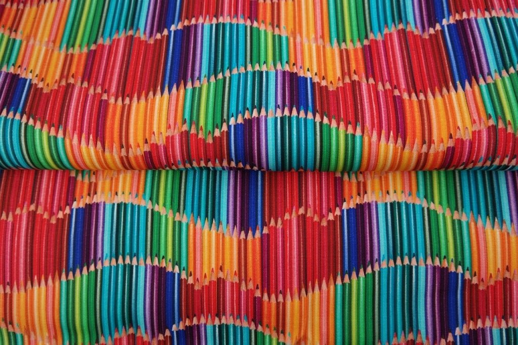 Canvas fabric - colored pencils 275 g/m²