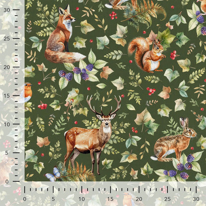 Image with canvas fabric - forest animals 200 g/m² – available at Šarlotes audumi