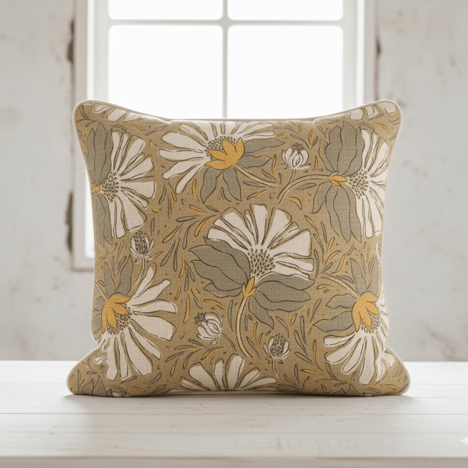 Image with canvas fabric - a serene floral world 200 g/m² – available at Charlotte's Fabrics