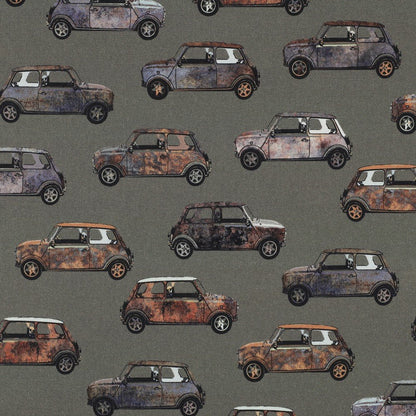 Image with canvas fabric - retro car 225 g/m² – available at Charlotte's Fabrics