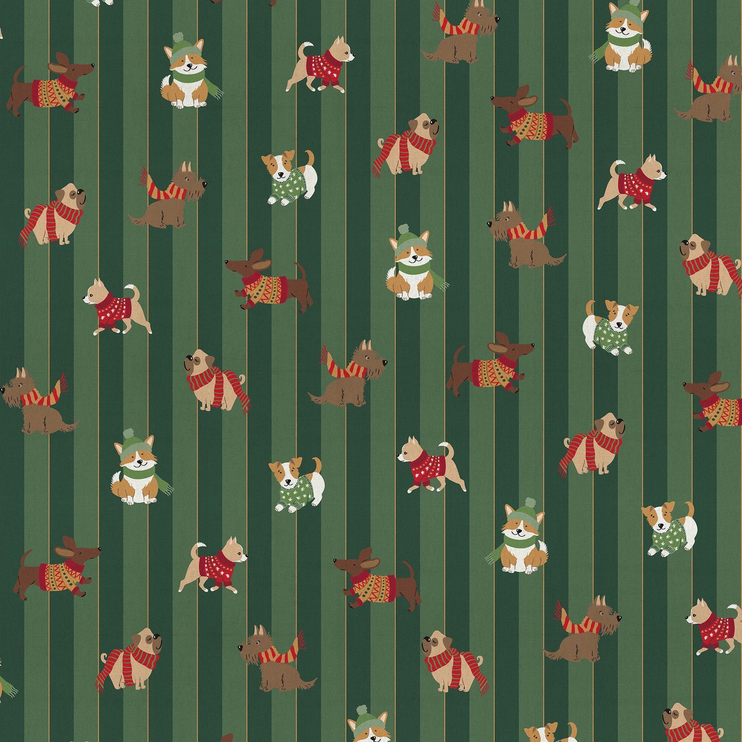 Image with canvas fabric, dogs in winter, 200 g/m² – available at Charlotte's Fabrics