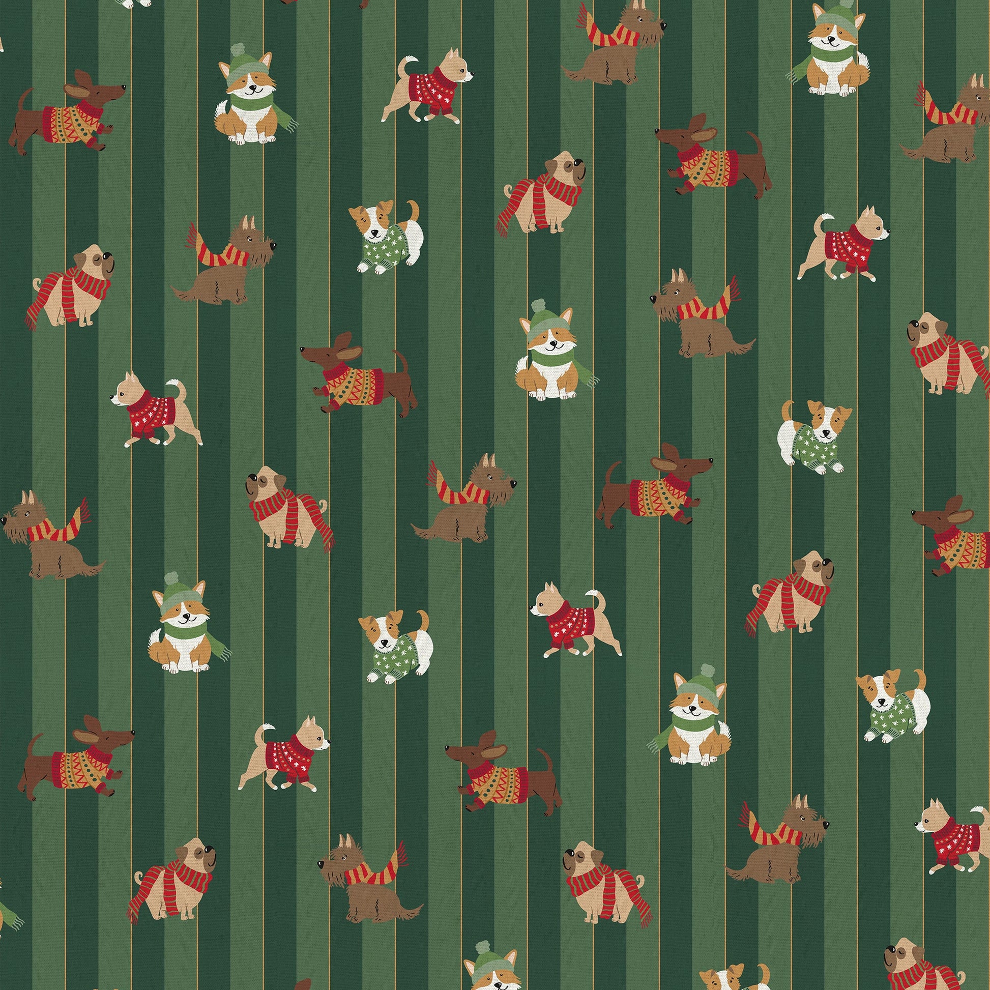 Image with canvas fabric, dogs in winter, 200 g/m² – available at Charlotte's Fabrics