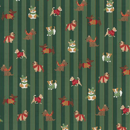 Image with canvas fabric, dogs in winter, 200 g/m² – available at Charlotte's Fabrics