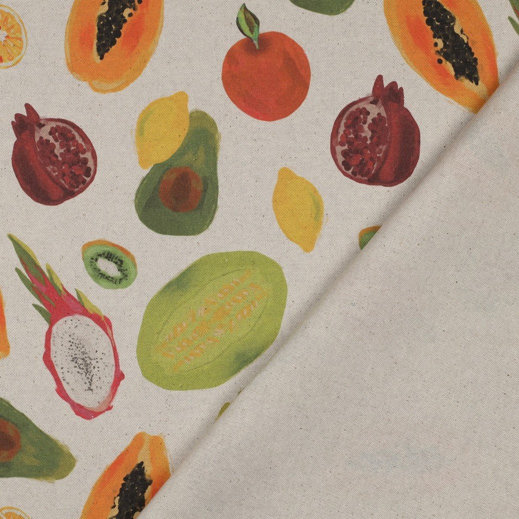 Image with canvas fabric - tropical fruits 220 g/m² – available at Charlotte’s Fabrics