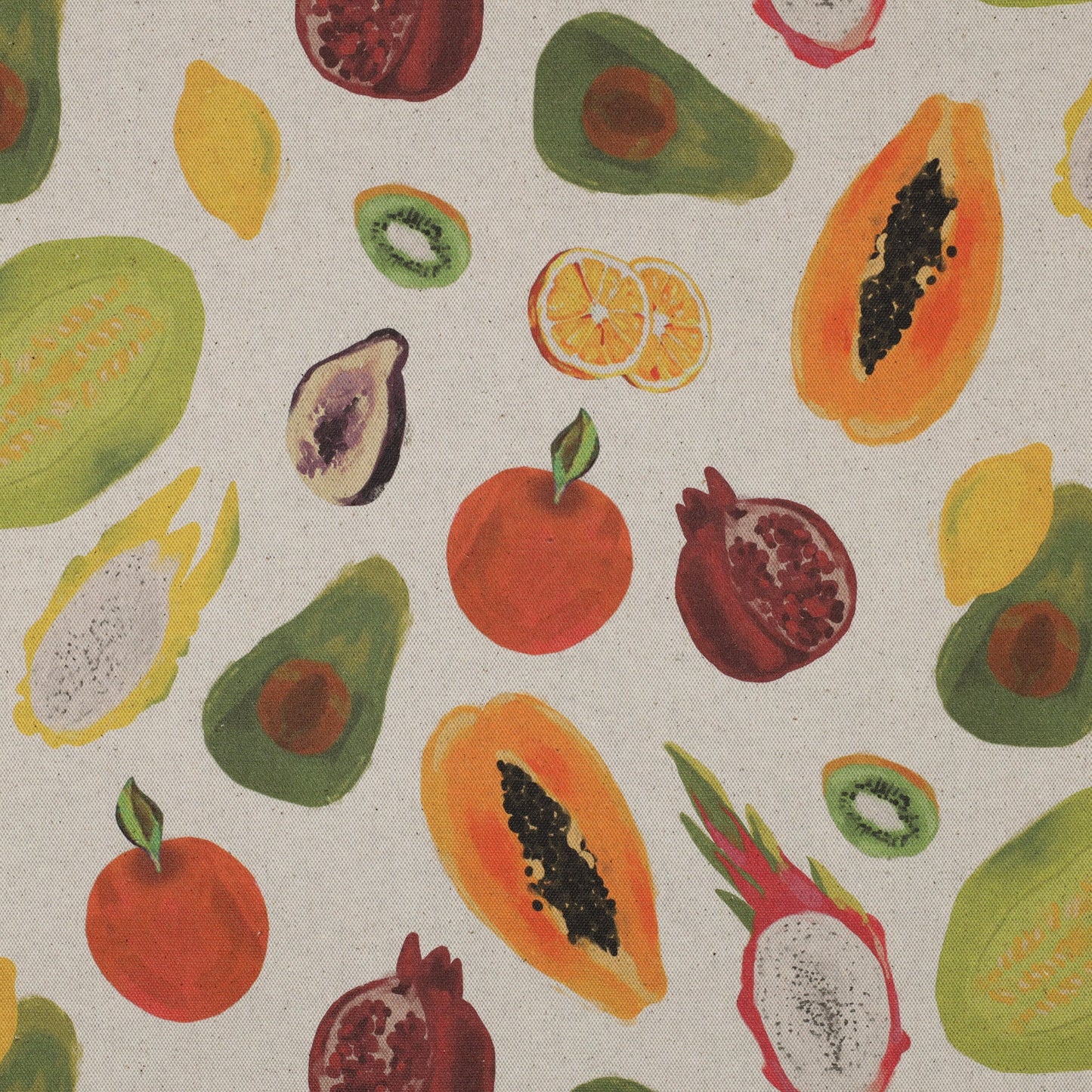 Image of canvas fabric - tropical fruits 220 g/m² – available at Šarlotes audumi