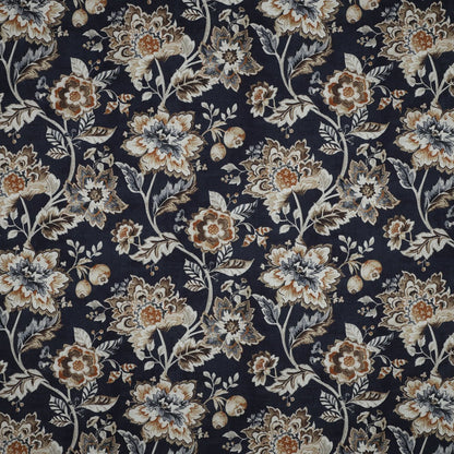 Image of canvas fabric - flowers on a dark blue background 190 g/m² – available at Charlotte's Fabrics