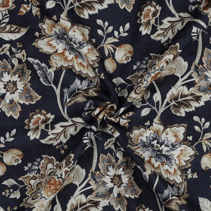 Image with canvas fabric - flowers on a dark blue background 190 g/m² – available at Šarlotes audumi