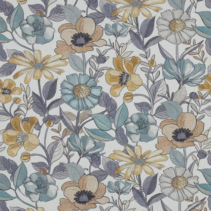 Canvas fabric - blue flowers 225 g/m²