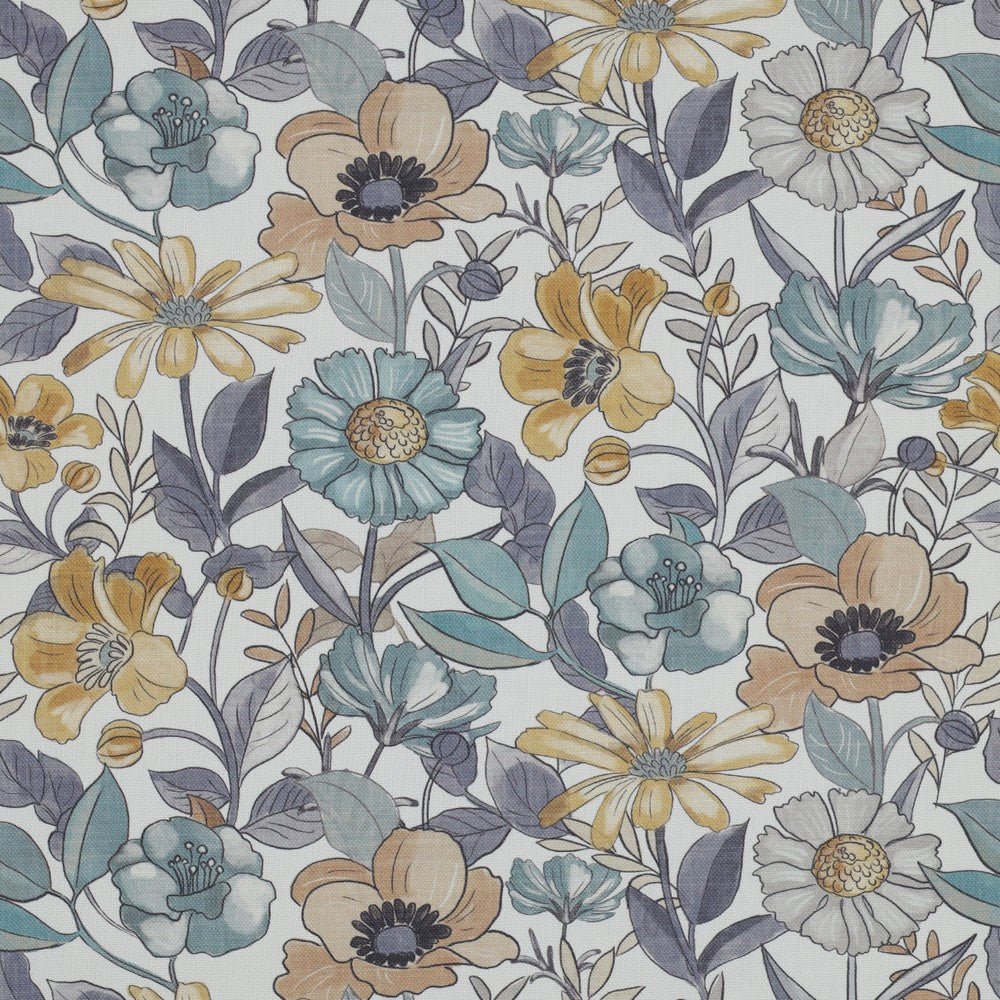 canvas fabric - blue flowers 225 g/m²