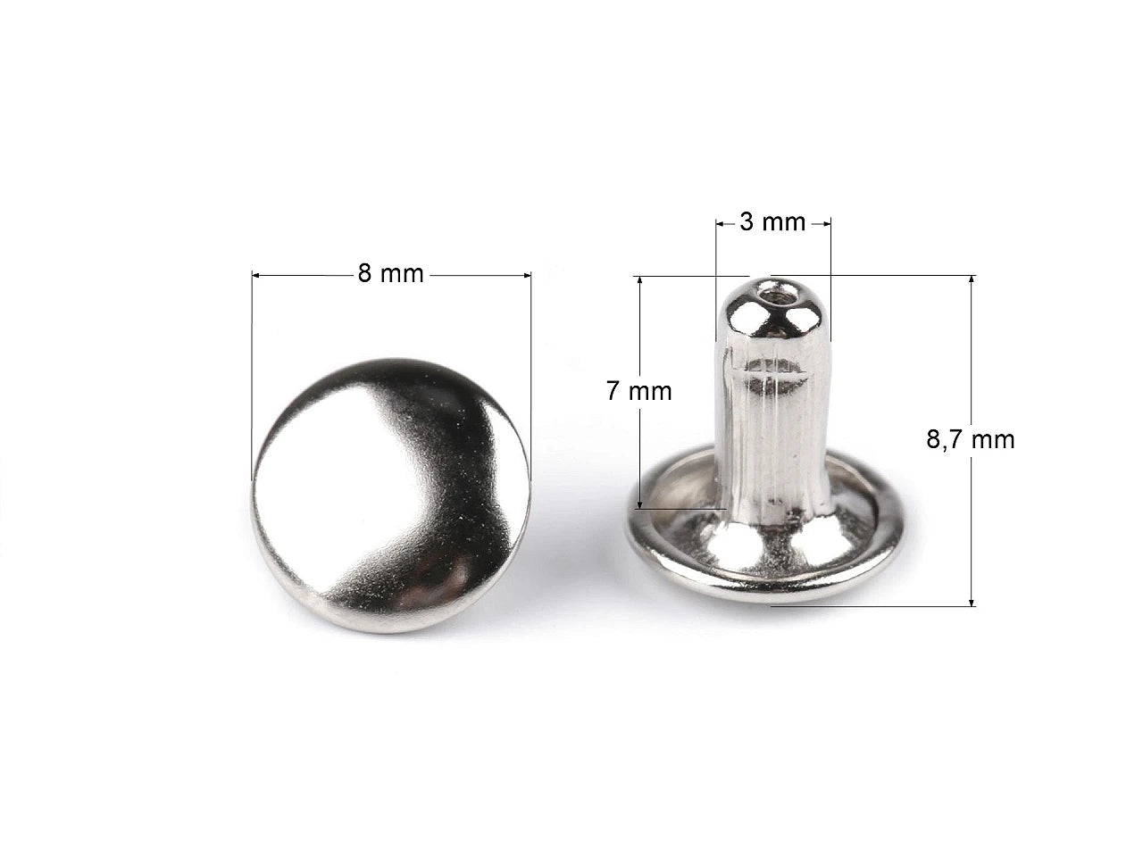 Dwustronne nity metalowe Ø8 mm - (100 szt.)
