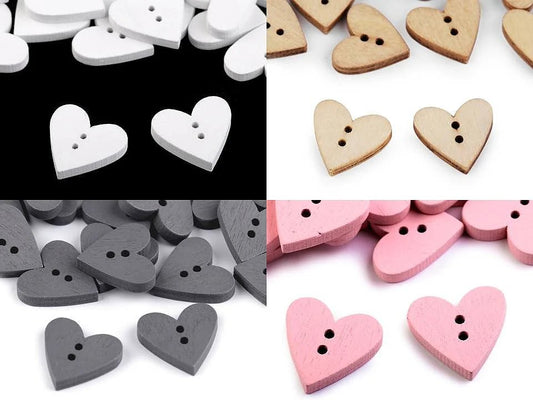 Image of wooden buttons 18 x 19 mm - heart| various shades – available at Šarlotes audumi