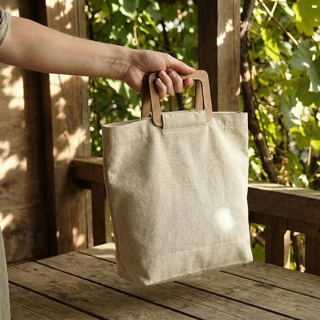 Image with wooden handle for bag 11 × 15 cm – available at Šarlotes audumi