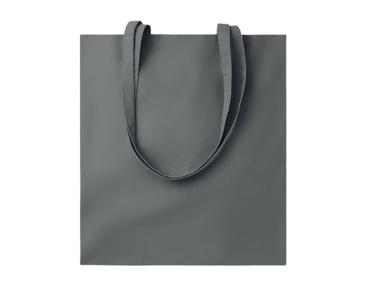 Attēls ar Kokvilnas auduma maisiņš ar garajiem rokturiem 38 x 42 cm 140 g/m² -grafīta pelēks – pieejams internetā Šarlotes audumi