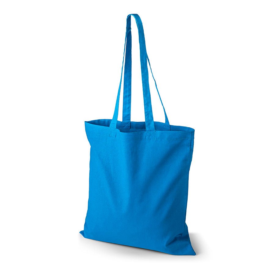 Attēls ar Kokvilnas auduma maisiņš ar garajiem rokturiem 38 x 42 cm 140 g/m² - tirkīzs – pieejams Šarlotes audumi