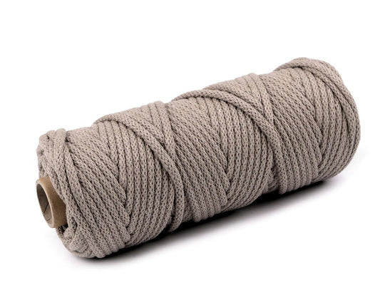 Cotton cord 5 mm - light brown (50 m roll)