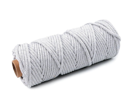Cotton cord 5 mm - light light gray