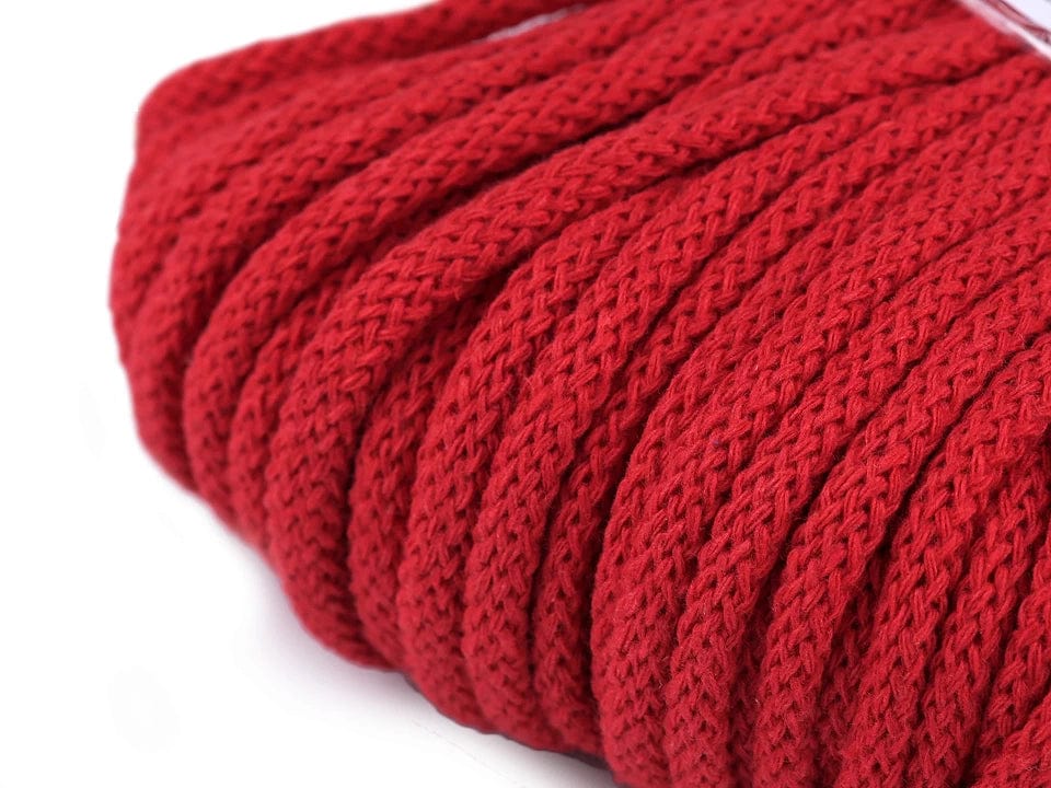 Cotton cord 5mm - red (50 m roll)