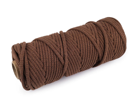 Image with Cotton cord 5mm - chocolate brown (50 m roll) – available at Charlote Fabrics