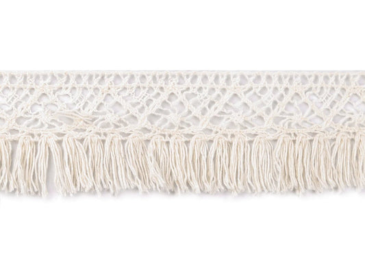 Image of cotton fringe with lace – 40 mm – available at Šarlotes audumi
