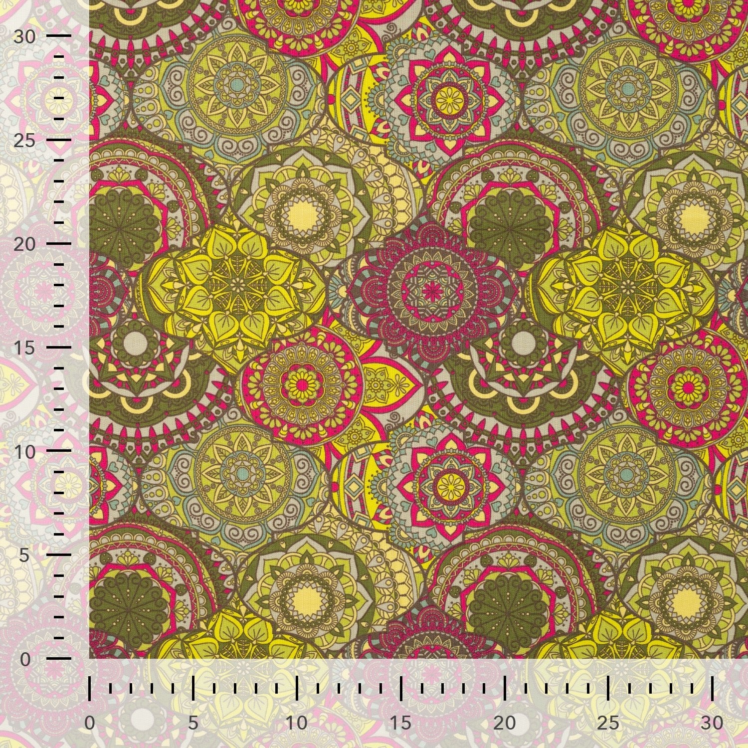 Attēls ar Kokvilnas cilpiņtrikotāža ar siltinājumu-mandalas – pieejams internetā Šarlotes audumi