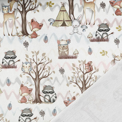 Image of cotton loop-back knit - boho animals 250 g/m² | Design - 12 – available at Šarlotes audumi