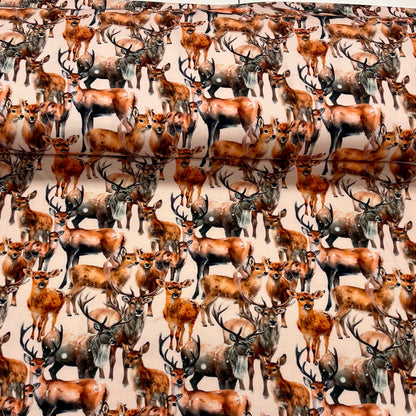 Cotton loop knit - deer family 250 g/m²