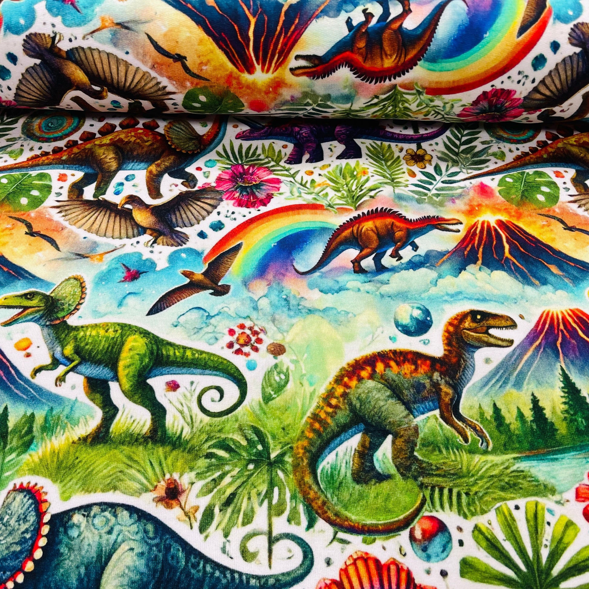 Cotton loop knit - dinosaur world 260 g/m²