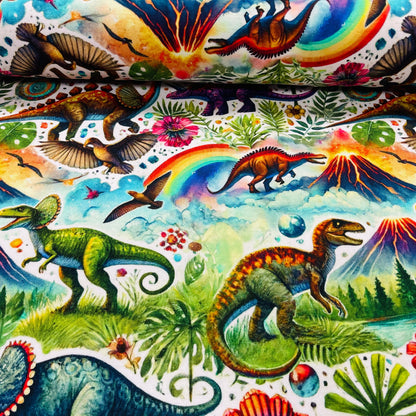 Cotton loop knit - dinosaur world 260 g/m²