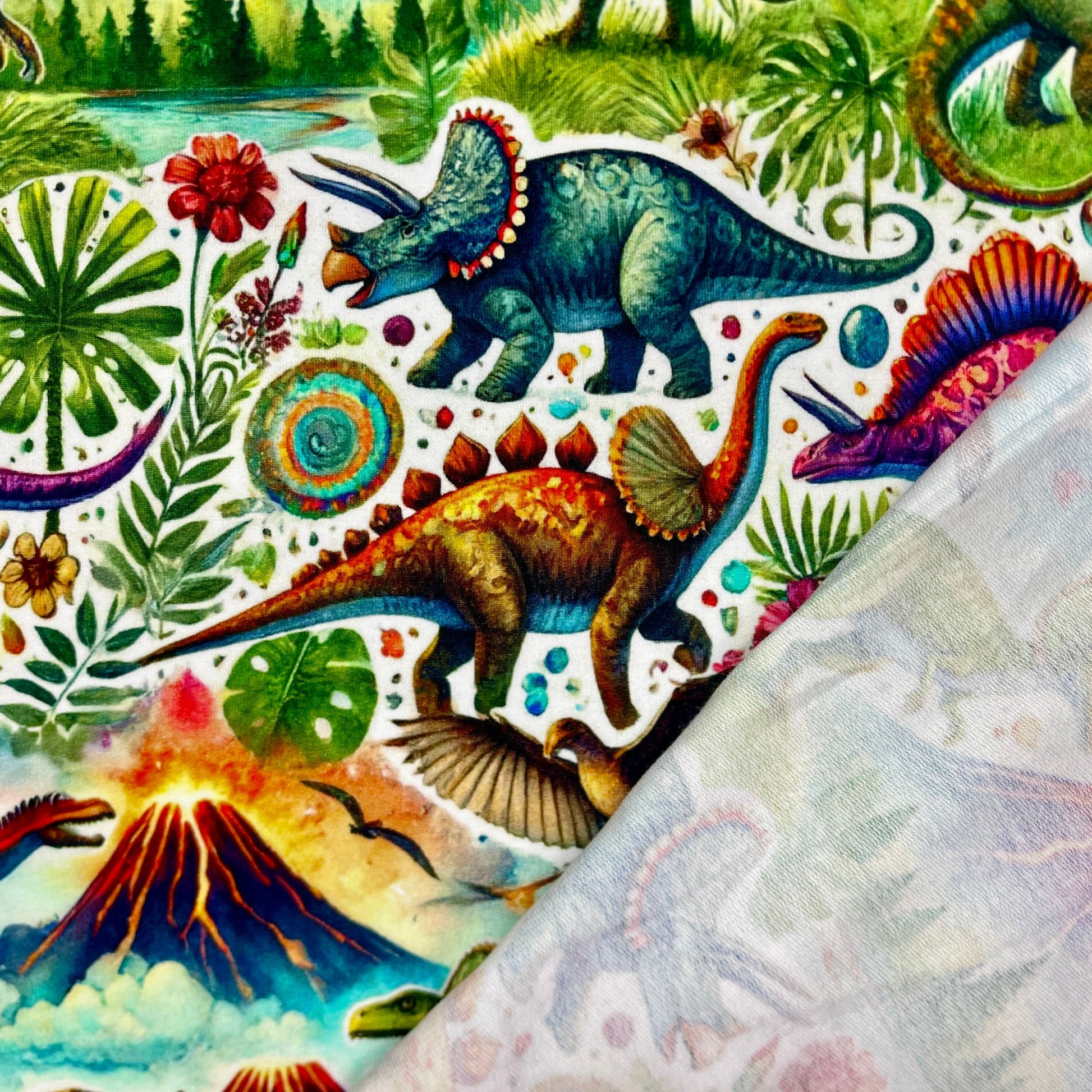Cotton loop-knit fabric - dinosaur world 260 g/m²