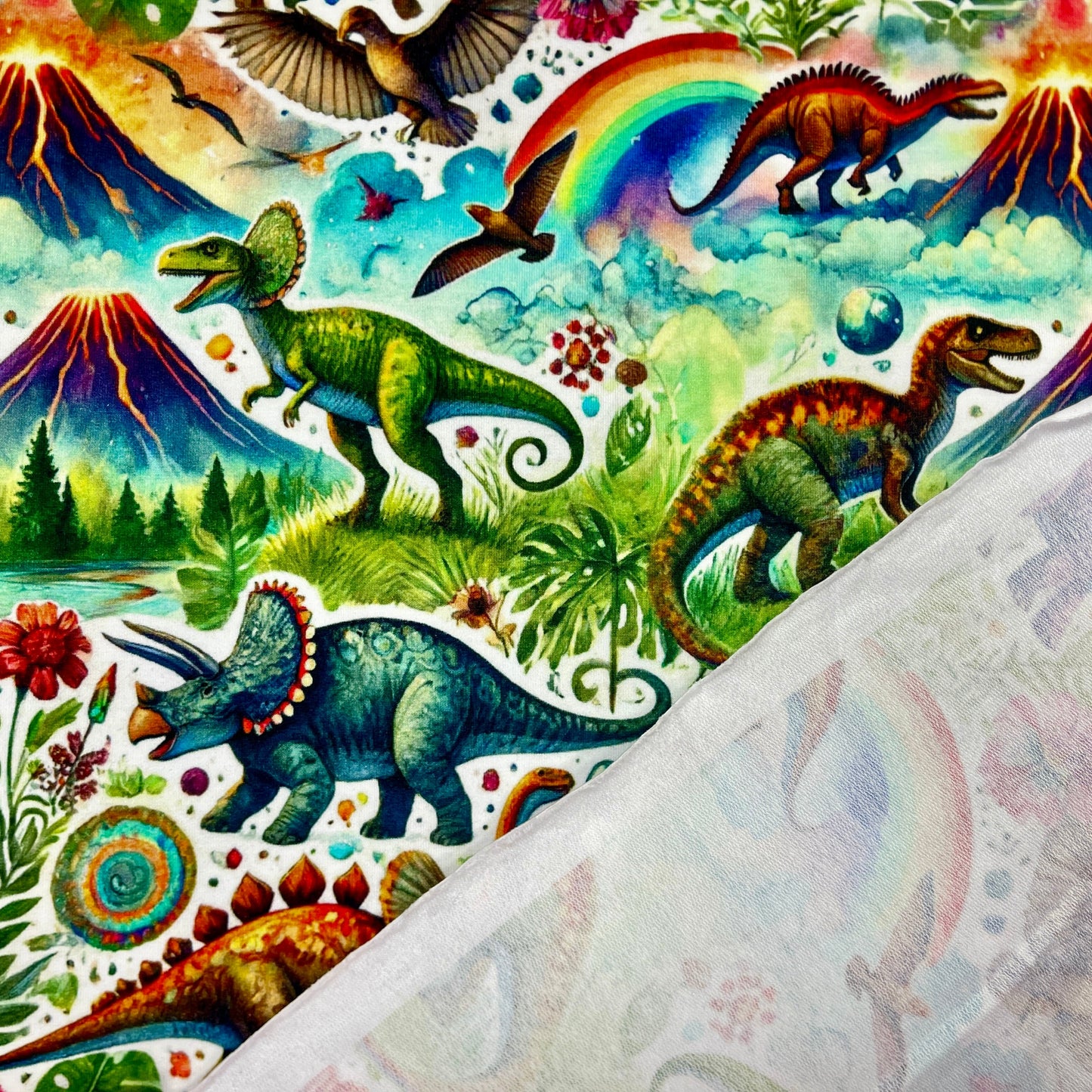 Cotton loopback knit - dinosaur world 260 g/m²