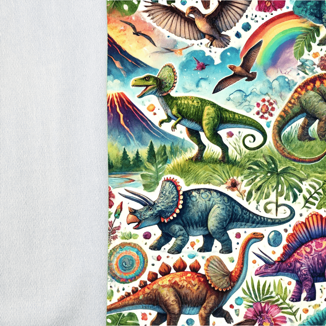 Cotton loopback knit - dinosaur world 260 g/m²