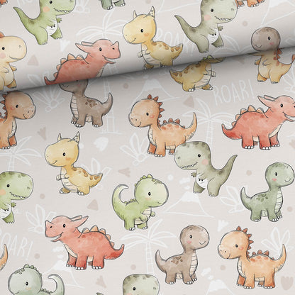 Image with cotton loopback jersey - friendly little dinosaurs 250 g/m² – available at Šarlotes audumi