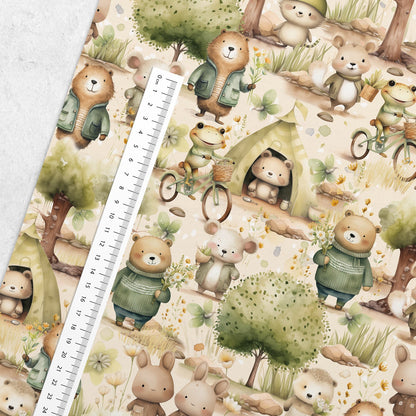 Cotton loop knit - little animals 260 g/m²