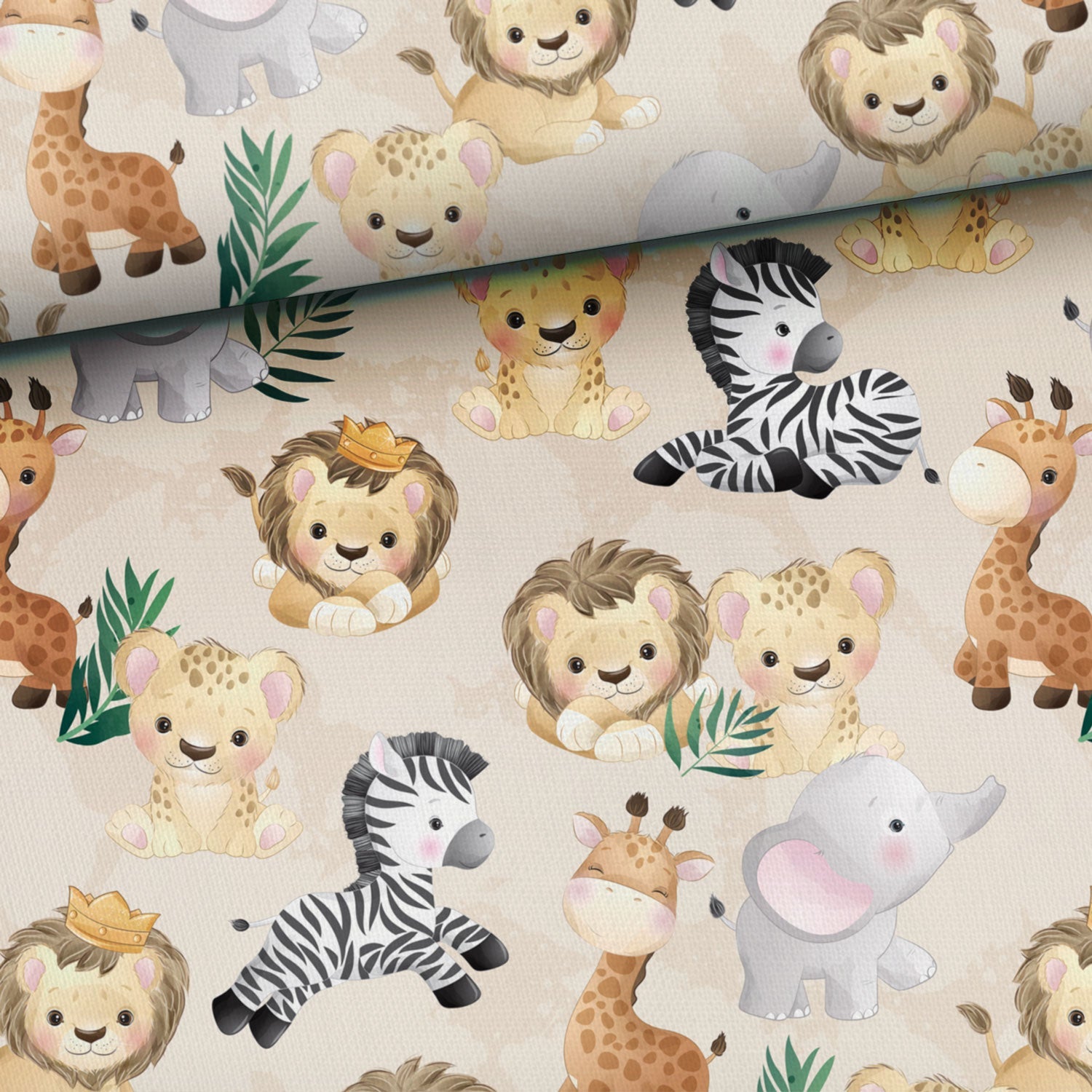 Cotton loopback knit - jungle babies 250 g/m²