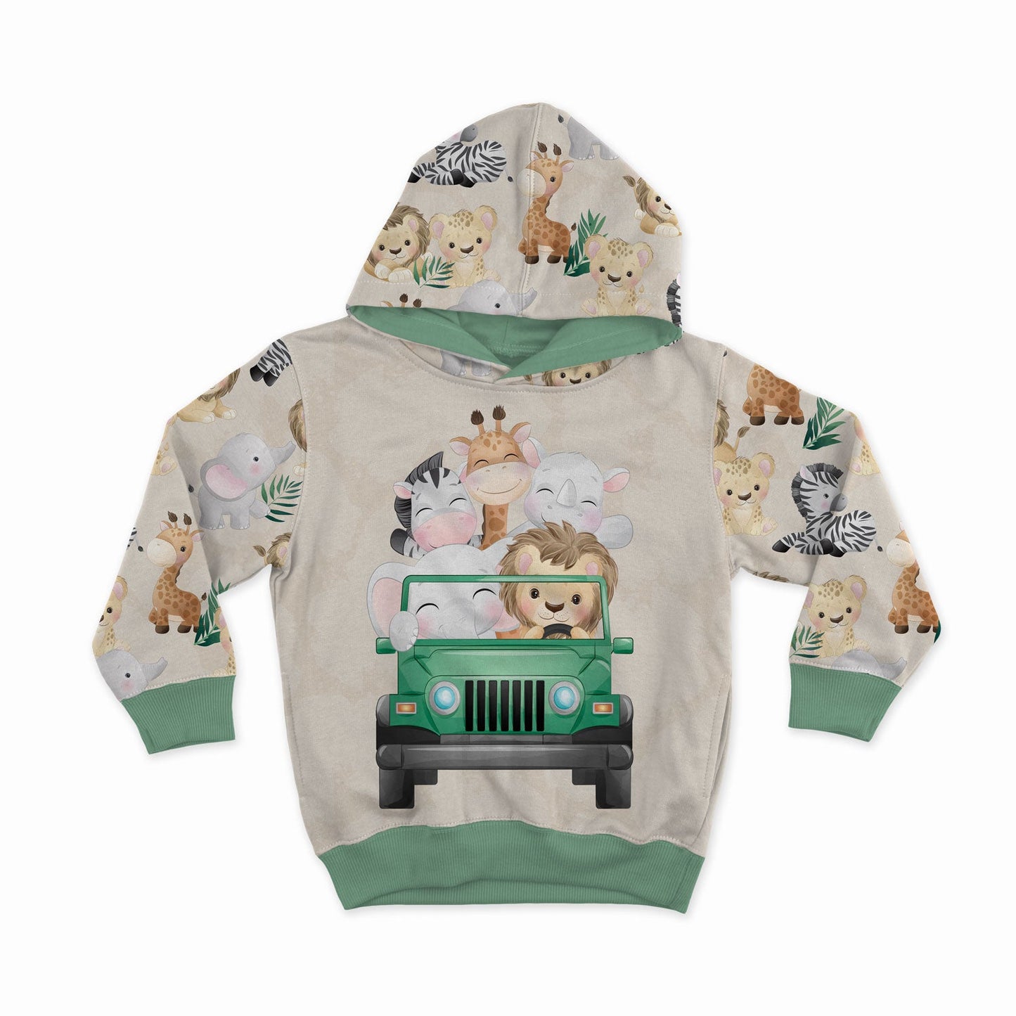 Cotton loopback knit - jungle babies 250 g/m²